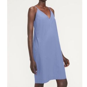 Everlane Cornflower Blue V-Neck Poplin Slip Dress, Size 12